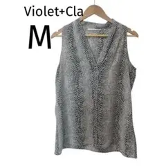 Violet+Claire ノースリーブ ブラウス M モノトーン アニマル柄
