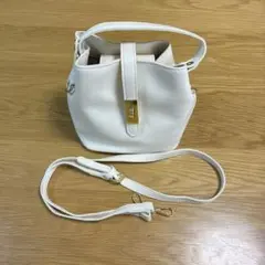 ホワイト 2WAY ショルダーバッグ 合成皮革