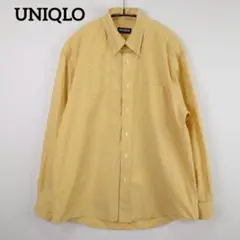 ユニクロ ストライプ シャツ 長袖 コットン100％ メンズM相当 イエロー系