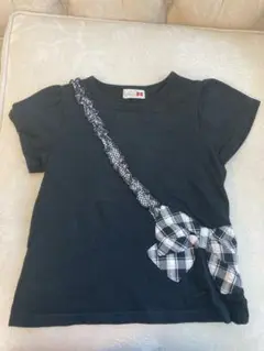 ニットプランナー黒100cm チェックリボン付き