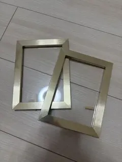 結婚式 金色のシンプルフォトフレーム2個セット
