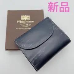 ホワイトハウスコックス ホリデーライン ショート財布 ネイビー×ピンクs1058