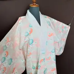 ◆2065◆長襦袢　モスリン地　半衿　花柄　和装着物