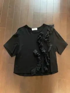 Antigravite フリル付きブラックTシャツ