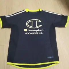 Champion メッシュTシャツ ネイビー/イエロー