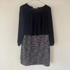 【9月末まで】natural couture 長袖ミニワンピース 黒・グレー