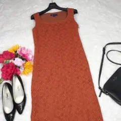 Y5014*最高級☆ROPEロペ☆極上コットン☆ドレス☆ワンピース☆茶ブラウン