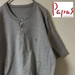 papas（パパス）ヘンリーネックカットソー/L/グレー