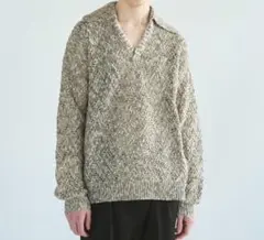 Camphor wood 透かし網みスキッパーL/Sニットニットシャツ