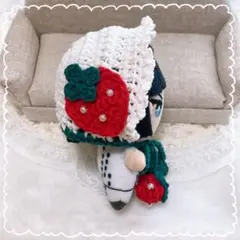 10㎝ ちびぐるみ　にしぱぺ　ぬい服　着ぐるみ　苺ボンネット　赤　モチーフ