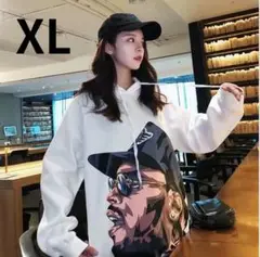 パーカー　長袖　白　レディース　メンズ　ペアルック　男女兼用　大きめ　人気