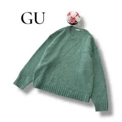 GU ジーユー　メンズ　長袖ニット　セーター　グリーン　緑　XL 大きいサイズ