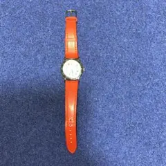 【ジャンク品】damono 赤いバンドの多国旗デザイン腕時計
