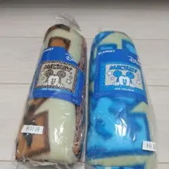 ミッキーマウス ヒョウ柄フリースブランケット 2色セット