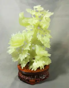 中国 時代 玉石 天然石 置物 彫刻 木製台座 共箱