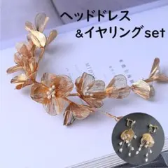 2点セット★透かし フラワー ヘッドドレス&イヤリング★ブライダル 結婚式 和装