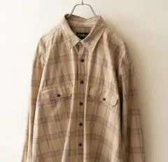 早い者勝ち‼️美品‼️エディバウアー チェック 長袖シャツ ベージュ メンズ XL