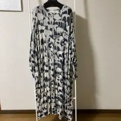 ミナペルホネン　LIFEPUZZLE ライフパズルカットソーワンピース紺36