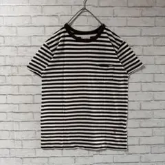 希少 人気 クライミー CRIMIE アルミタグ ボーダー 半袖 Tシャツ 茶