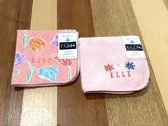 新品ELLE ピンクタオルハンカチ 2枚セット