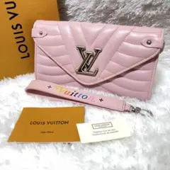 LOUIS VUITTON 長財布 ニューウェーブ ピンク ストラップ付き