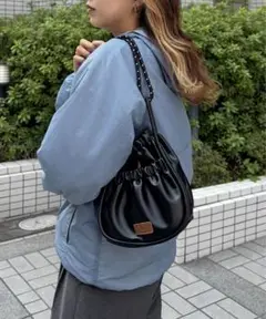 CPCM PU パラコードギャザーミニショルダーバッグ