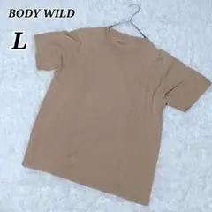 【ボディワイルド】Tシャツ 半袖 シンプル 無地 カジュアル 茶色 ブラウン L
