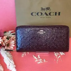 ☆COACH 長財布 ブラウン エナメル