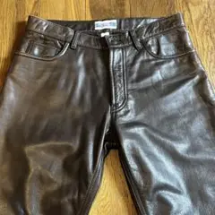 1642 OLD GAP レザーパンツ ダークブラウン 32