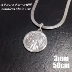 ステンレスチェーン使用　コインネックレス　ヘリンボーンチェーン　シルバー　j38