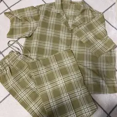GU チェック柄オリーブグリーンセットアップ