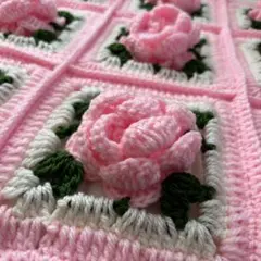 ハンドメイド　手編み　ブランケット