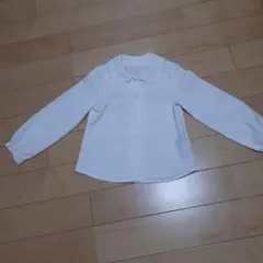 ホワイト長袖シャツ レース付き襟