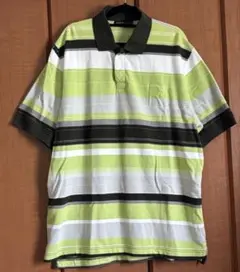 ROCAWEAR 緑白ストライプ ポロシャツ X-LARGE