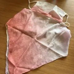 グラデーションピンク刺繍スカーフ 繰り返し使えるマスクスカーフ