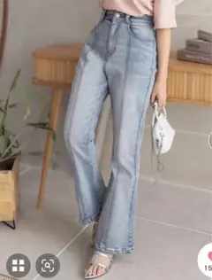 [ 低身長向けサイズ ] ハイウエストセンターシームセミフレアデニムパンツ
