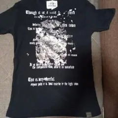 OVER HEAD ブラック Vネック Tシャツ L　y2k