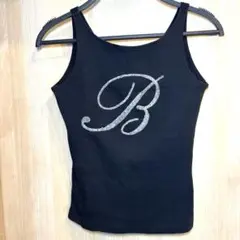 M.deux ブラックタンクトップ Bのビーズ刺繍入り