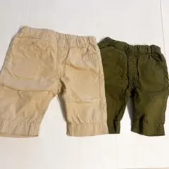 ミキハウス　ベージュ・オリーブグリーン　パンツ2点セット