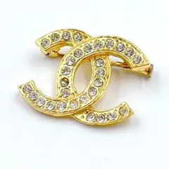 CHANEL シャネル ヴィンテージ ブローチ ココマーク ラインストーン GP