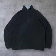 【US輸入】アメリカ古着ハーフジップフリーススエットトレーナーブラックメンズXL