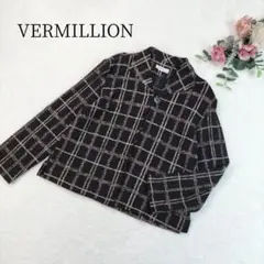 【バーミリオン】レディース チェック柄 長袖 カーディガン フリーサイズ