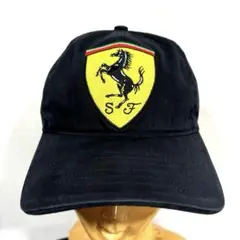 美品 黒 Ferrari フェラーリ 公式 キャップ ビッグホース 刺繍 跳ね馬