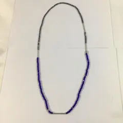 紫とグレーのビーズロングネックレス