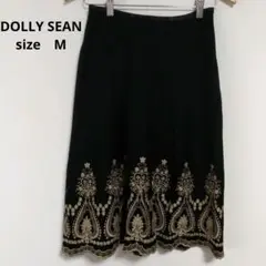 スカート ドリーシーン 日本製 Mサイズ 刺繍 ウール100% 黒