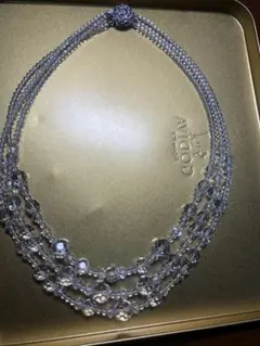 水晶　3連ネックレス　シルバー刻印あり