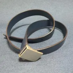 ネイビー レザー ベルト+J 四角バックル