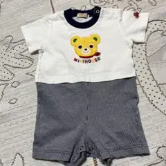 美品☆ミキハウス ☆クマ刺繍ロンパース ☆７０