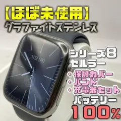 【ステンレス美品】BT100％ 45mm セルラー S8 カバー＋バンド＋充電器