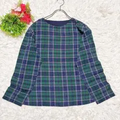 【ジャンニロジュディチェ】 長袖カットソー （S） リネン 麻 チェック柄